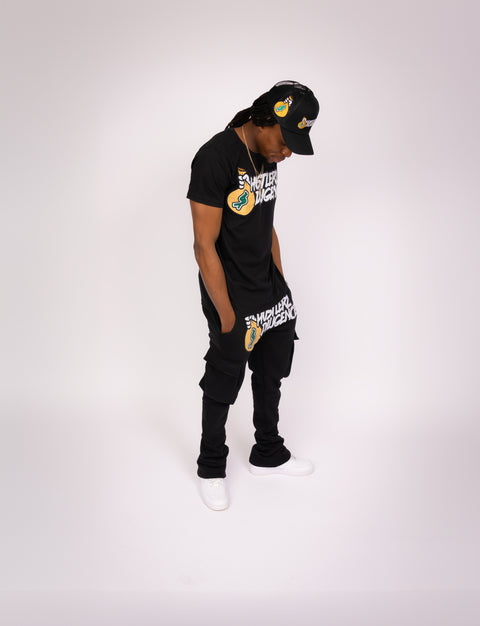 Mens T Shirt Sweatpants Black Set