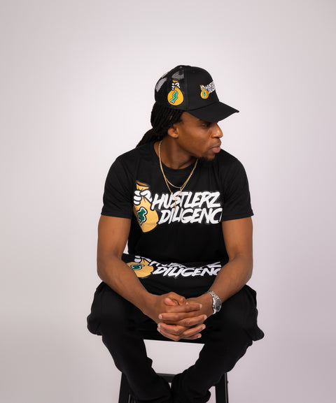 Mens T Shirt Sweatpants Black Set