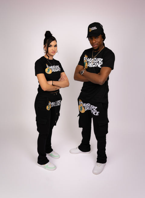 Womens T Shirt Sweatpants Black Set