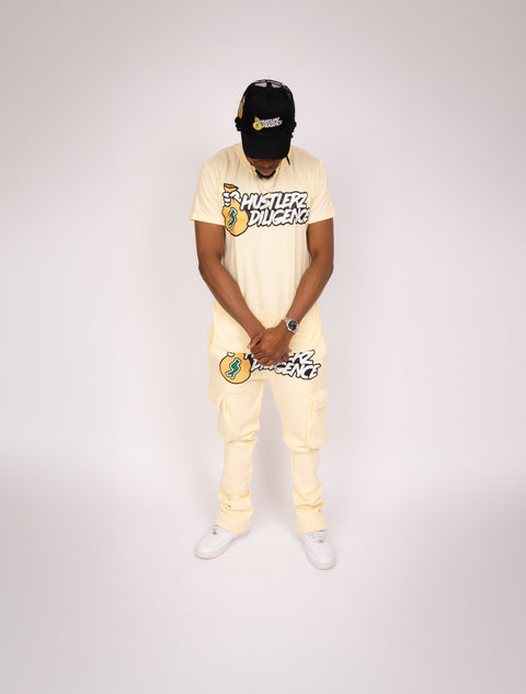 Mens T Shirt Sweatpants Cream Set