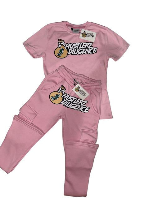 Womens T Shirt Sweatpants Pink Set