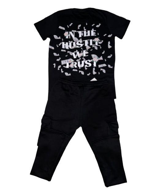 Mens T Shirt Sweatpants Black Set