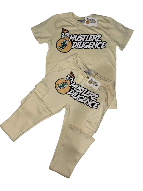 Mens T Shirt Sweatpants Cream Set